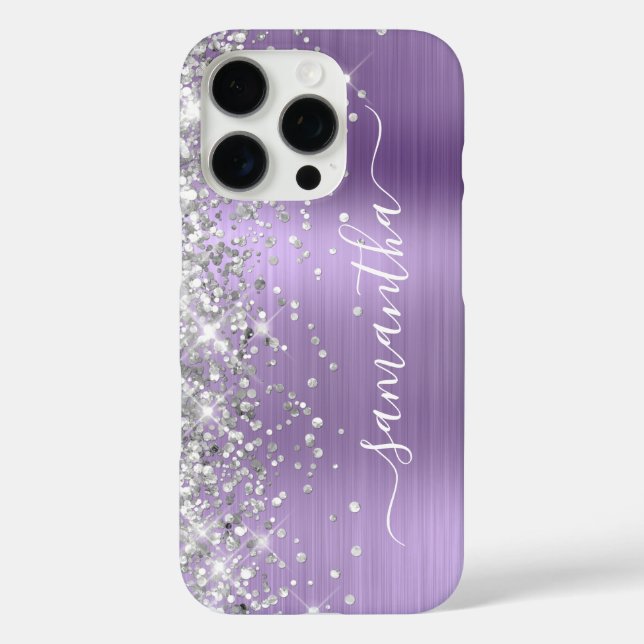 Silver Glitter Light Purple Metallic Girly Case-Mate iPhone Case (Back)