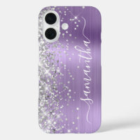 Silver Glitter Light Purple Metallic Signature