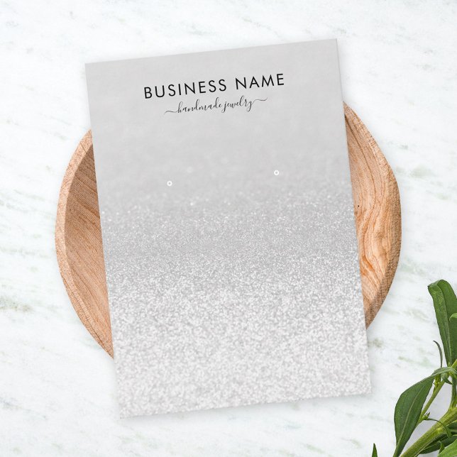 Silver Glitter Lights Earring Jewellery Display Business Card (Creator Uploaded)