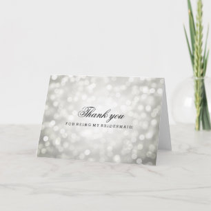 Silver Glitter Lights Thank You Bridesmaid Card