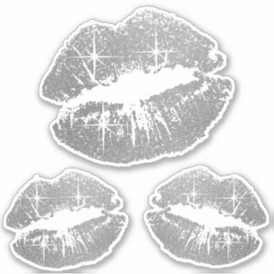 Silver Glitter Lips - Kiss-Cut