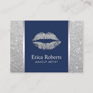 Silver Glitter Lips Makeup Artist Appointment Card