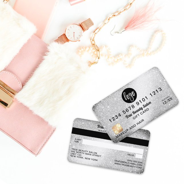 Silver Glitter Logo Credit Card Gift Certificate (Creator Uploaded)