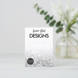 Silver Glitter Logo Social Media Earring Display Business Card