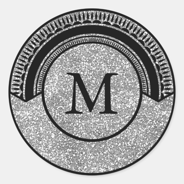 Silver Glitter Look Monogram Seal (Front)