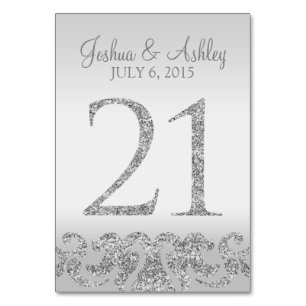 Silver Glitter Look Wedding Table Numbers-21 Table Number