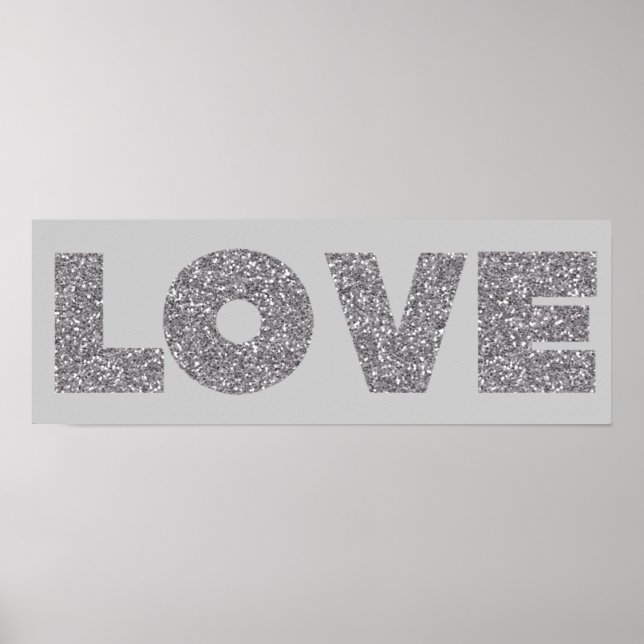 Silver Glitter Love Poster (Front)