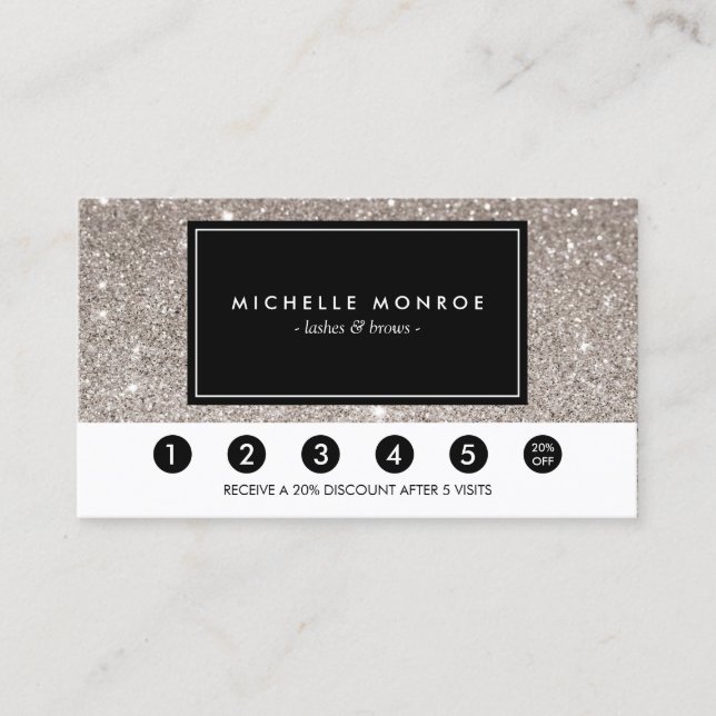 Silver Glitter Loyalty Punch Card (Front)