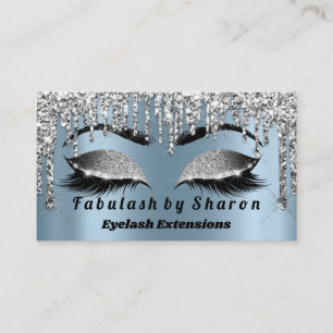 Silver Glitter Makeup Artist Lashes Princess Blue Business Card