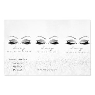 Silver Glitter Makeup Eye Name Lash DL Leaflet Flyer