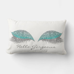 Silver Glitter Makeup Lashes Gorgeous Lumbar Cushion