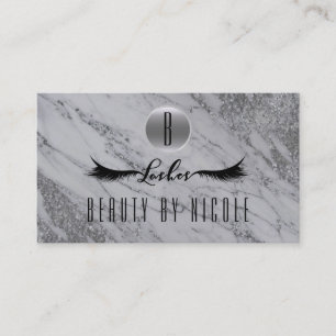 Silver Glitter Marble Lashes Customer Loyalty Card