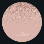 Silver Glitter Metal Monogram Glam Name Classic Round Sticker<br><div class="desc">Silver Faux Foil Metallic Sparkle Glitter Brushed Metal Monogram Name and Initial Paper Party Sticker Address Labels. This makes the perfect sweet 16 birthday,  wedding,  bridal shower,  anniversary,  baby shower or bachelorette party gift for someone that loves glam luxury and chic styles.</div>