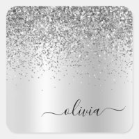 Silver Glitter Metal Monogram Glam Name