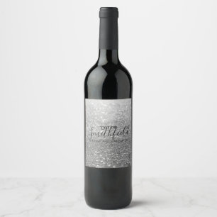 Silver Glitter Modern Wine Label