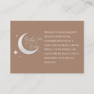 Silver glitter moon and stars oh baby shower book enclosure card