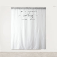 Silver Glitter Names Wedding Photo Background 