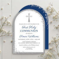 Silver Glitter Navy Blue First Holy Communion Arch