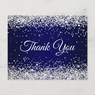 Silver Glitter Navy Blue Ombre Thank You Flyer
