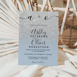 Silver glitter ombre dusty blue budget wedding