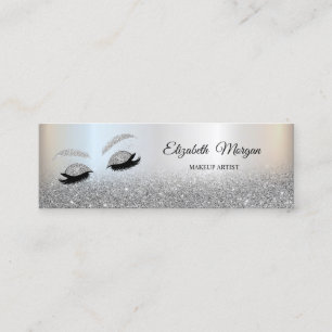 Silver Glitter Ombre Elegant Faux Lashes Mini Business Card