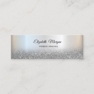 Silver  Glitter Ombre Elegant Professional Mini Business Card