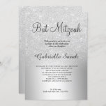 Silver glitter ombre metallic foil Bat Mitzvah Invitation<br><div class="desc">A chic and luxurious silver glitter ombre metallic foil design with elegant calligraphy typography for a Bat Mitzvah invitation .</div>