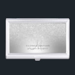 Silver glitter ombre metallic foil monogram business card holder<br><div class="desc">Silver glitter ombre metallic foil monogram</div>