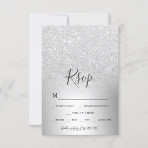 Silver glitter ombre metallic foil rsvp