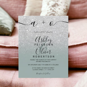 Silver glitter ombre sage green budget wedding