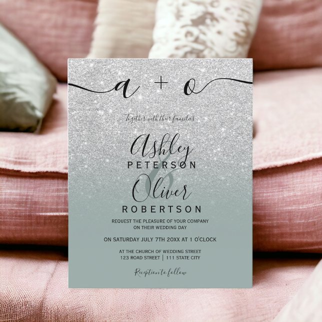Silver glitter ombre sage green budget wedding (Silver glitter ombre sage green budget wedding)
