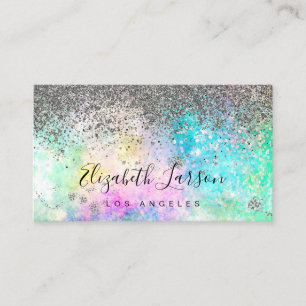 Silver Glitter Opal Background Business Card