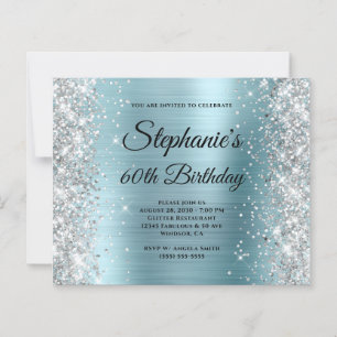 Silver Glitter Pale Blue Foil 60th Birthday