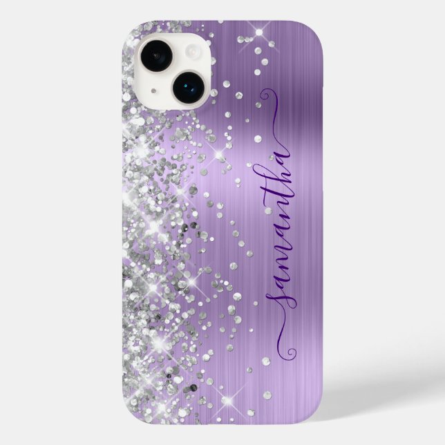 Silver Glitter Pale Lavender Glam Girly Signature Case-Mate iPhone Case (Back)