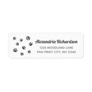 Silver Glitter Paw Prints Custom Address