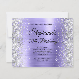 Silver Glitter Periwinkle Foil 50th Birthday