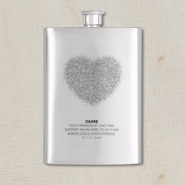 Silver Glitter Personalised BRIDAL PARTY Hip Flask (Creator Uploaded)