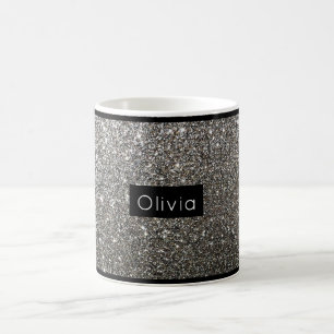 Silver Glitter Personalised Name Coffee Mug