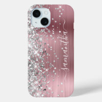Silver Glitter Pink Foil Modern Girly Signature