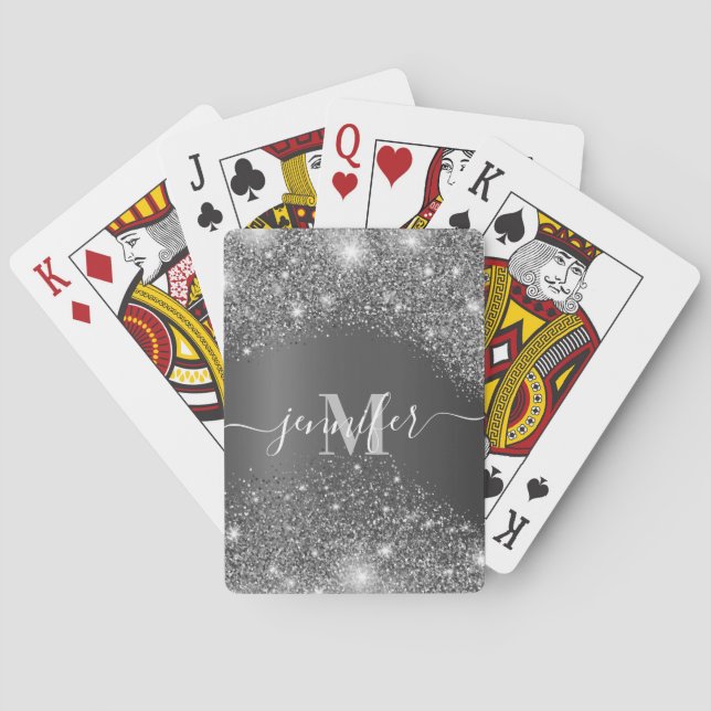 Silver Glitter Playing Cards (Back)