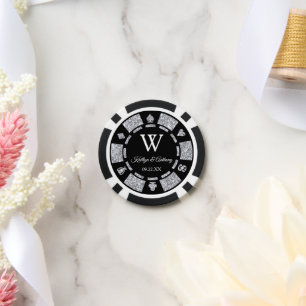 Silver Glitter Poker Chip Casino Wedding