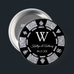 Silver Glitter Poker Chip Casino Wedding Favour 7.5 Cm Round Badge<br><div class="desc">Celebrate in style with this trendy poker chip button. The design is easy to personalise with your own wording and your family and friends will be thrilled when they receive this fabulous party favour. Matching items can be found in the collection.</div>