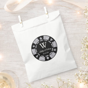 Silver Glitter Poker Chip Casino Wedding Favour Bags