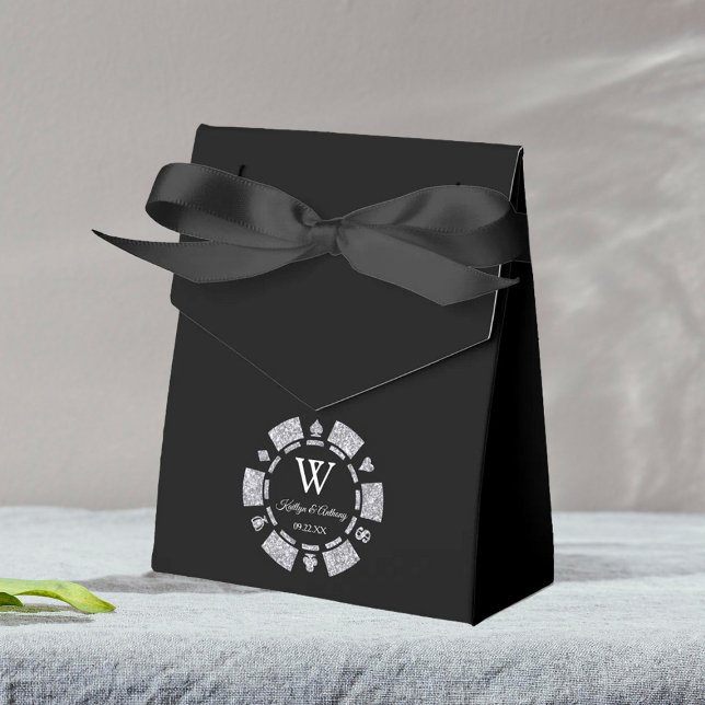 Silver Glitter Poker Chip Casino Wedding Favour Box (Creator Uploaded)