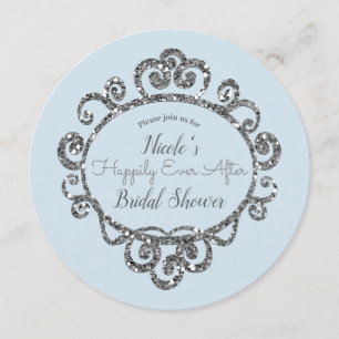 Silver Glitter Princess Party Bridal Shower Invitation
