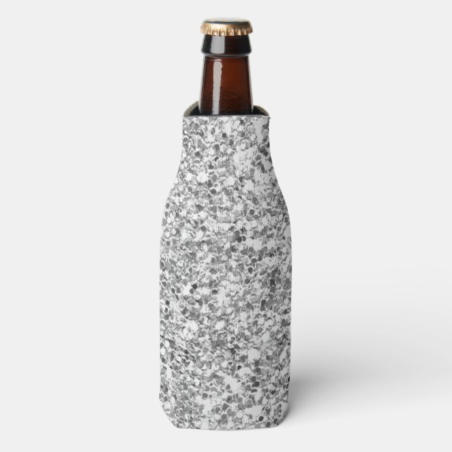Silver Glitter Printed Bottle Cooler (Bottle Front)