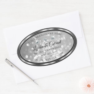 Silver Glitter Product Labels Sparkling Diamonds