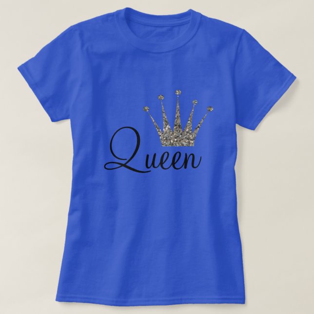 Silver Glitter Queen T-Shirt (Design Front)