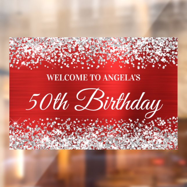 Silver Glitter Red 50th Birthday Welcome (Sheet 2)