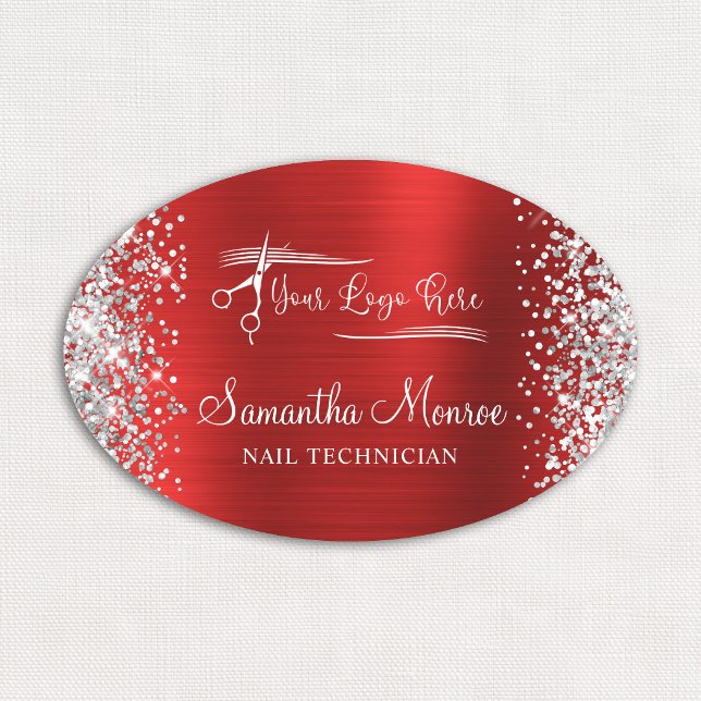 Silver Glitter Red Foil Name Title Tag (Silver Glitter Red Foil Name Title Tag)